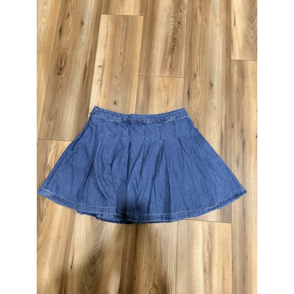 American Eagle Pleated Jeans Mini Skirt Denim Women's 10 Medium Wash Stretch - Picture 4 of 5